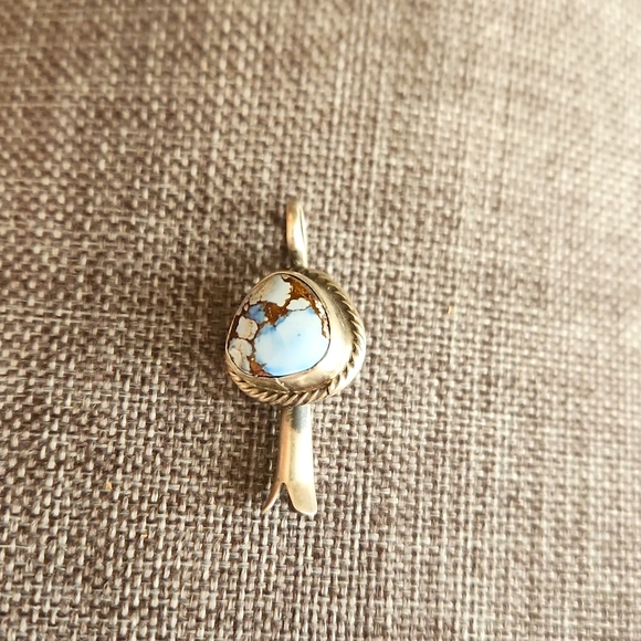 Stunning NWOT Native American Navajo Turquoise Squash Blossom Pendant 🩵🤎 - Picture 4 of 13